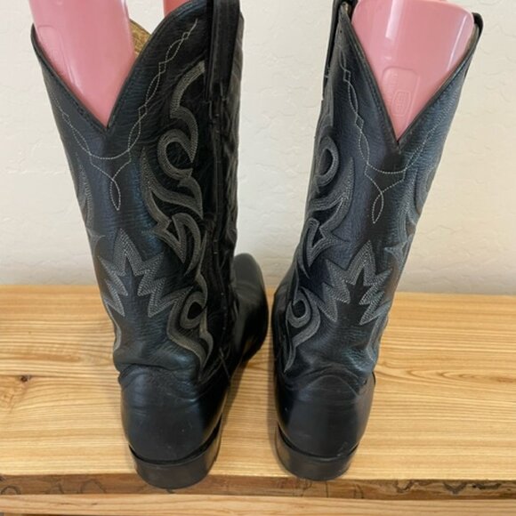 Dan Post Mens Milwaukee Cowboy Boots Leather Black 10.5D broken-in - Picture 4 of 8